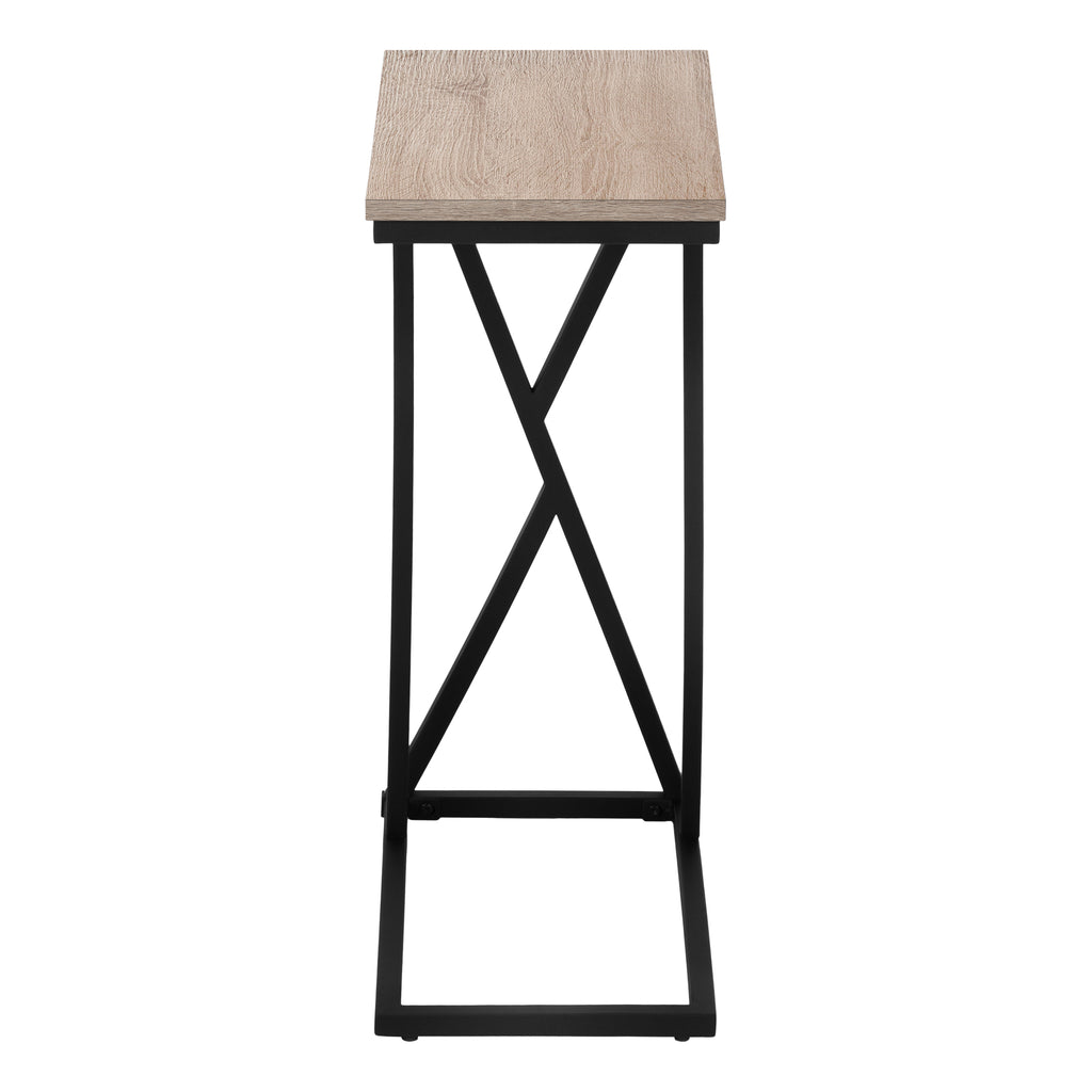 ACCENT TABLE - 25""H / DARK TAUPE / BLACK METAL