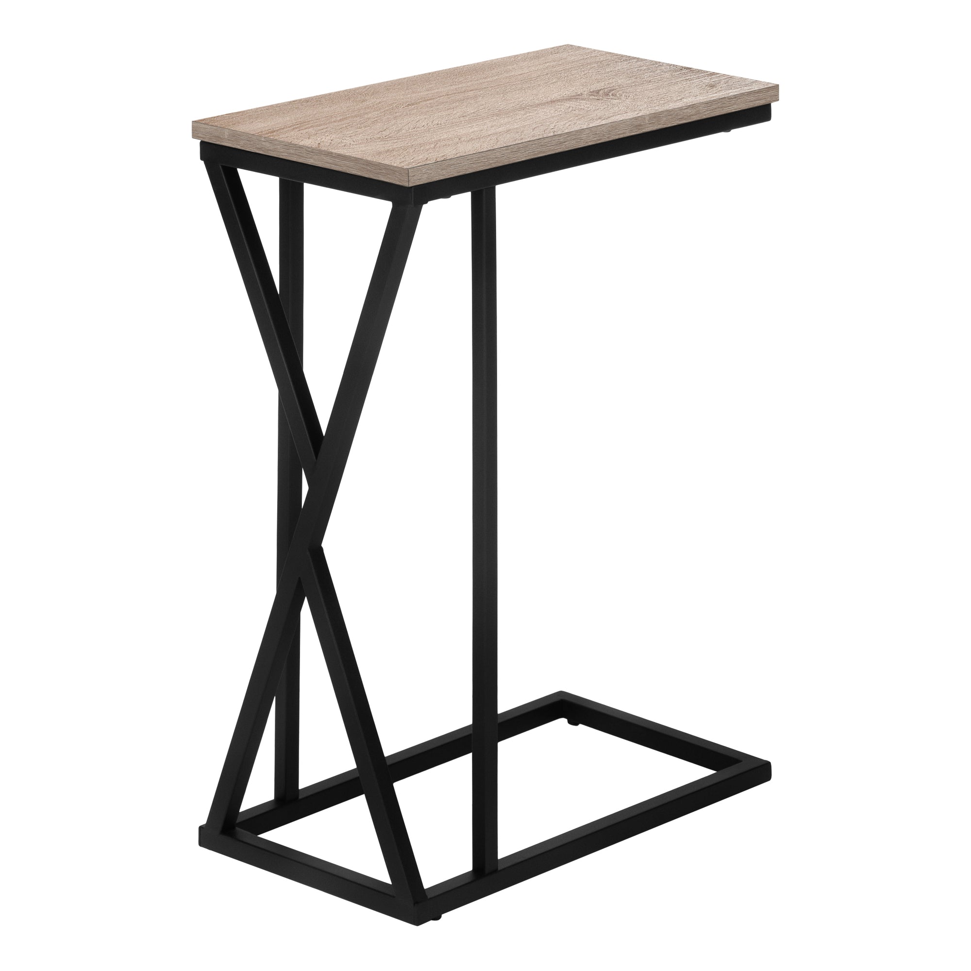ACCENT TABLE - 25""H / DARK TAUPE / BLACK METAL