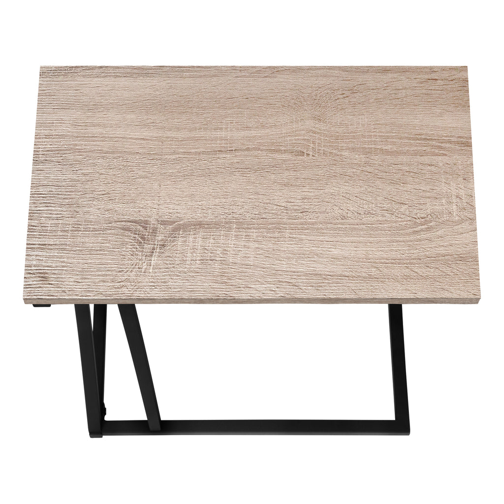 ACCENT TABLE - 25""H / DARK TAUPE / BLACK METAL