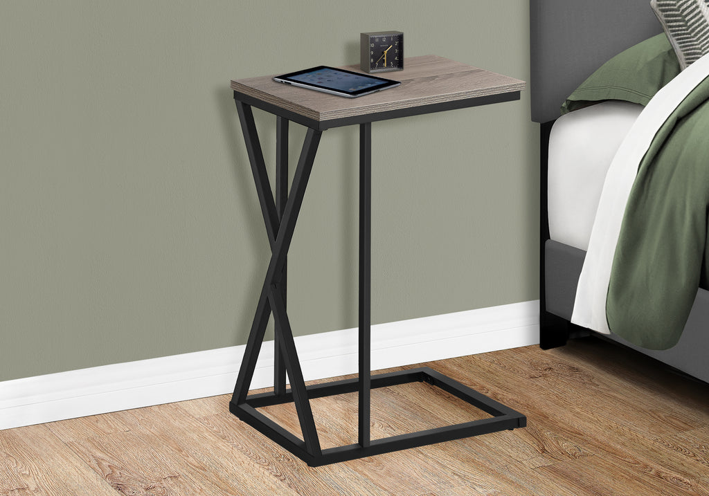 ACCENT TABLE - 25""H / DARK TAUPE / BLACK METAL