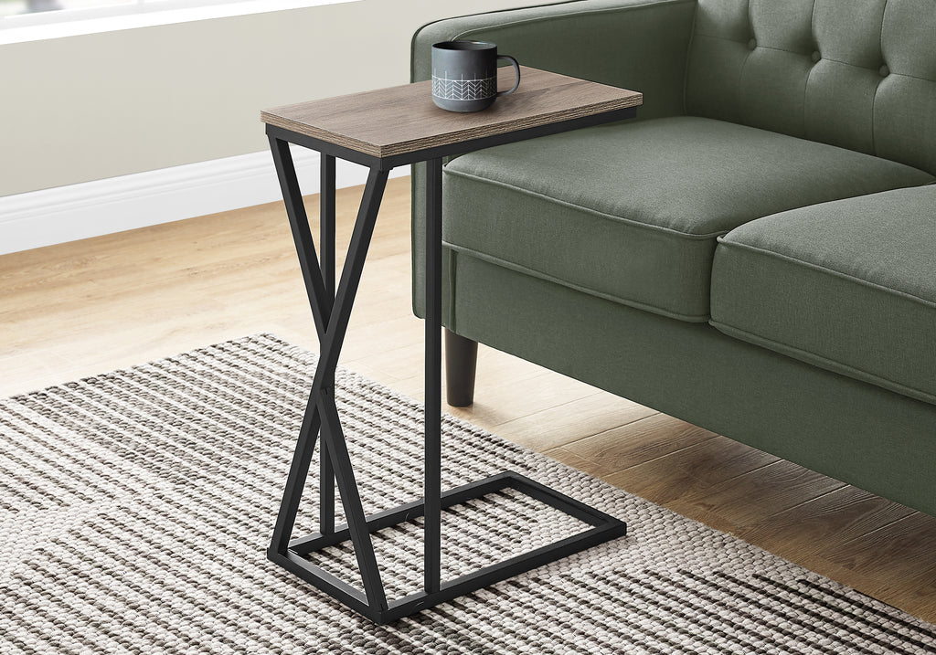 ACCENT TABLE - 25""H / DARK TAUPE / BLACK METAL