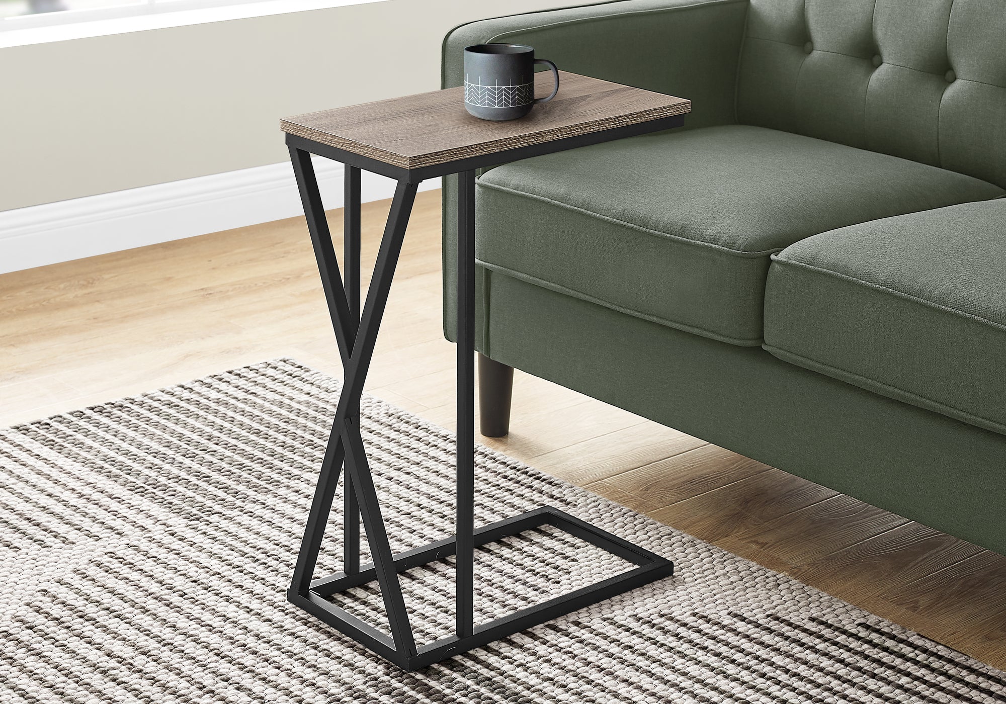 ACCENT TABLE - 25""H / DARK TAUPE / BLACK METAL
