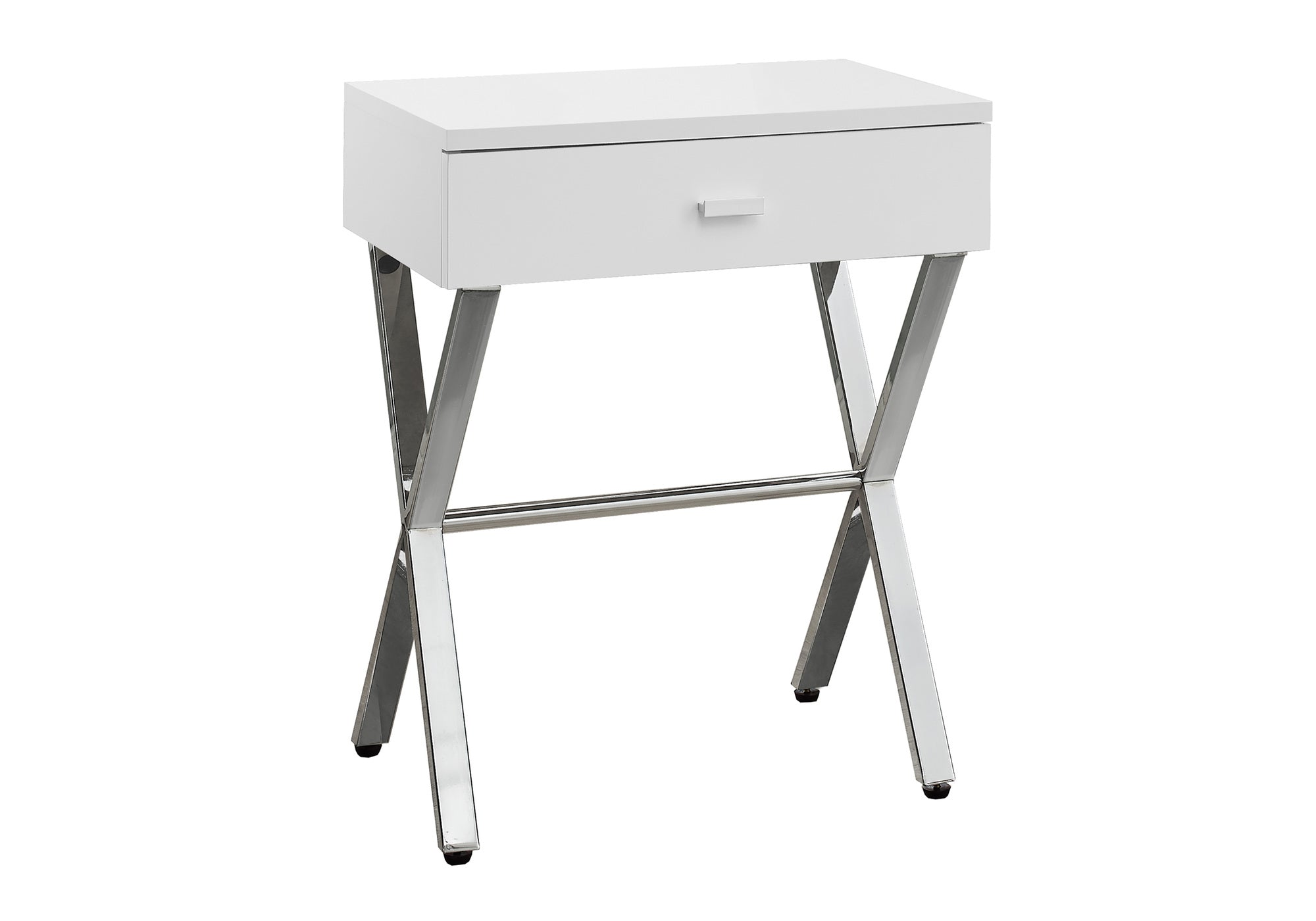 ACCENT TABLE - 24""H / GLOSSY WHITE / CHROME METAL
