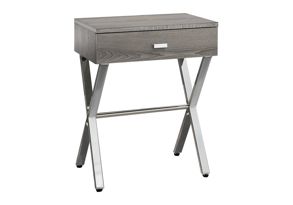 ACCENT TABLE - 24""H / DARK TAUPE / CHROME METAL