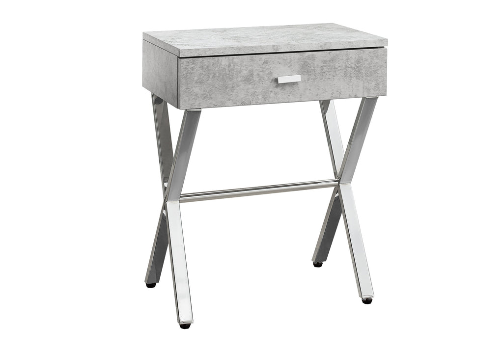 ACCENT TABLE - 24""H / GREY CEMENT / CHROME METAL