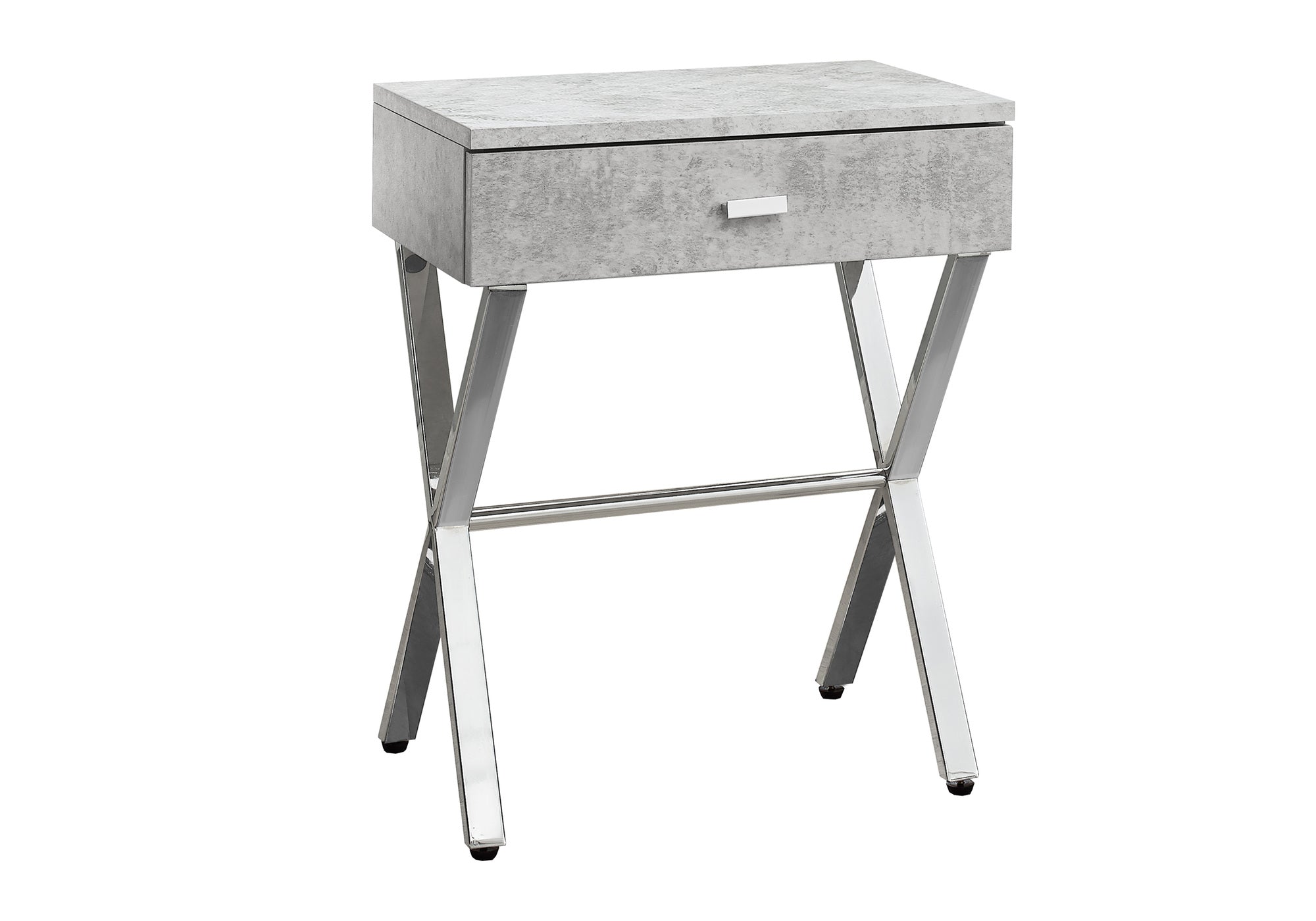 ACCENT TABLE - 24""H / GREY CEMENT / CHROME METAL