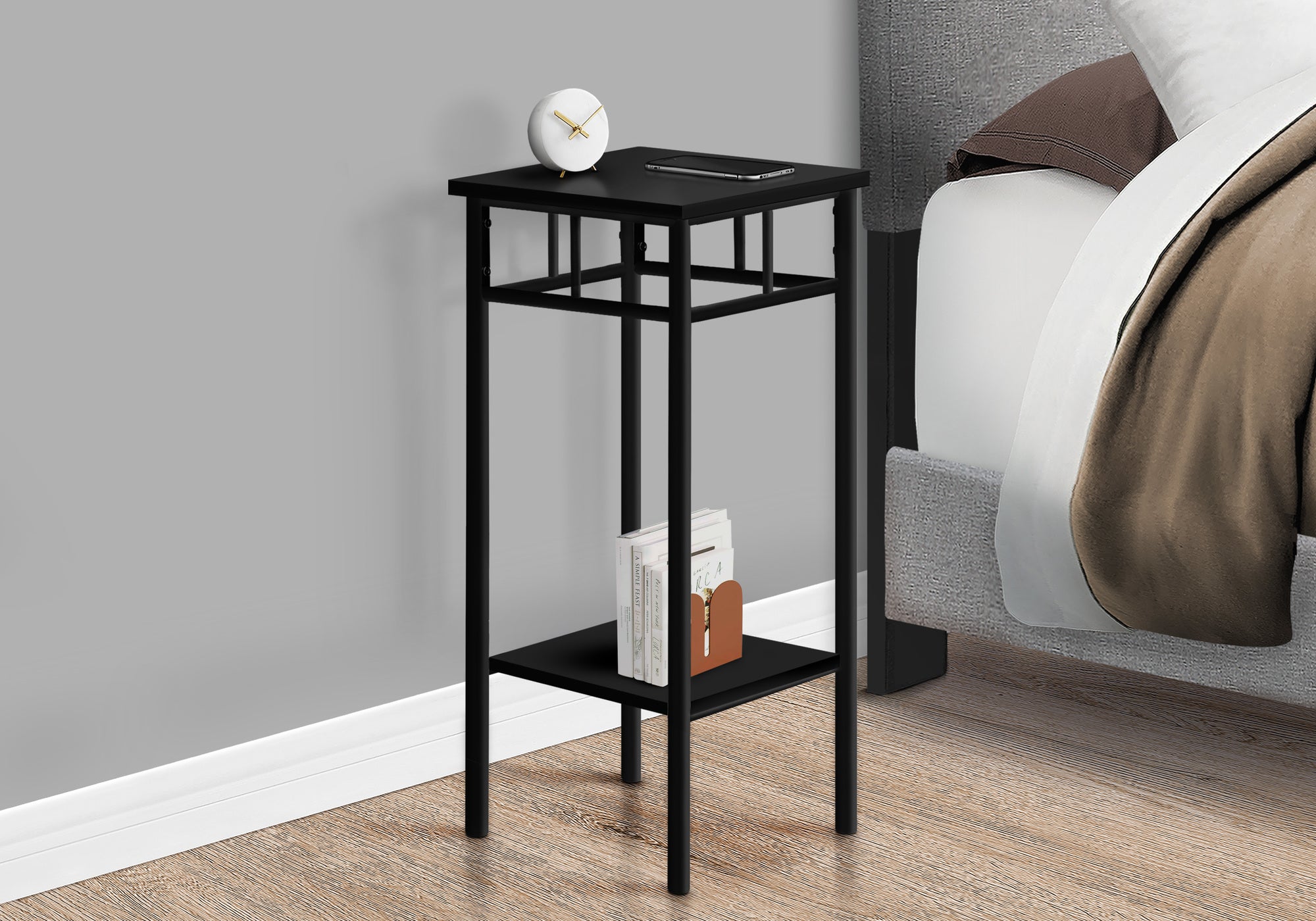 ACCENT TABLE - 28""H / BLACK / BLACK METAL