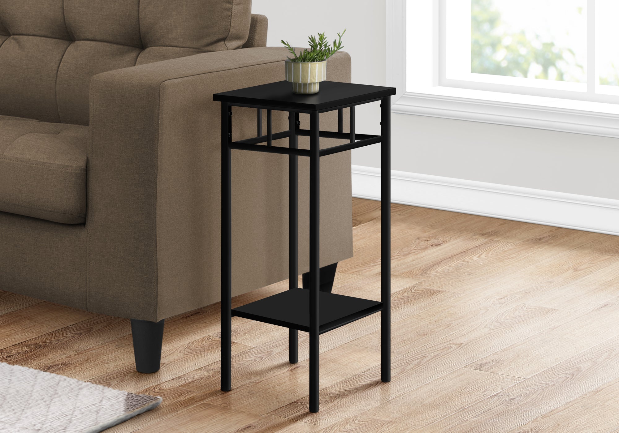 ACCENT TABLE - 28""H / BLACK / BLACK METAL
