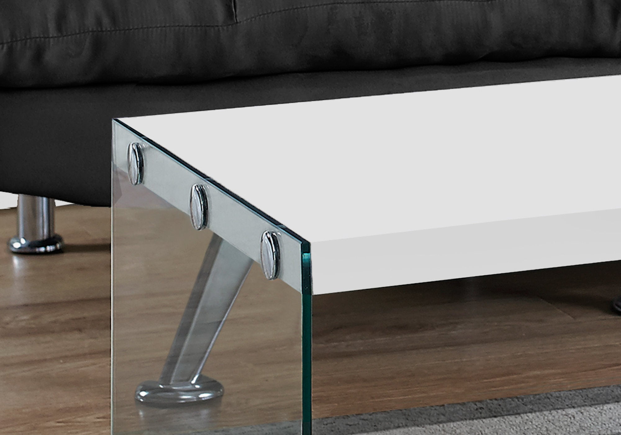COFFEE TABLE - GLOSSY WHITE WITH TEMPERED GLASS