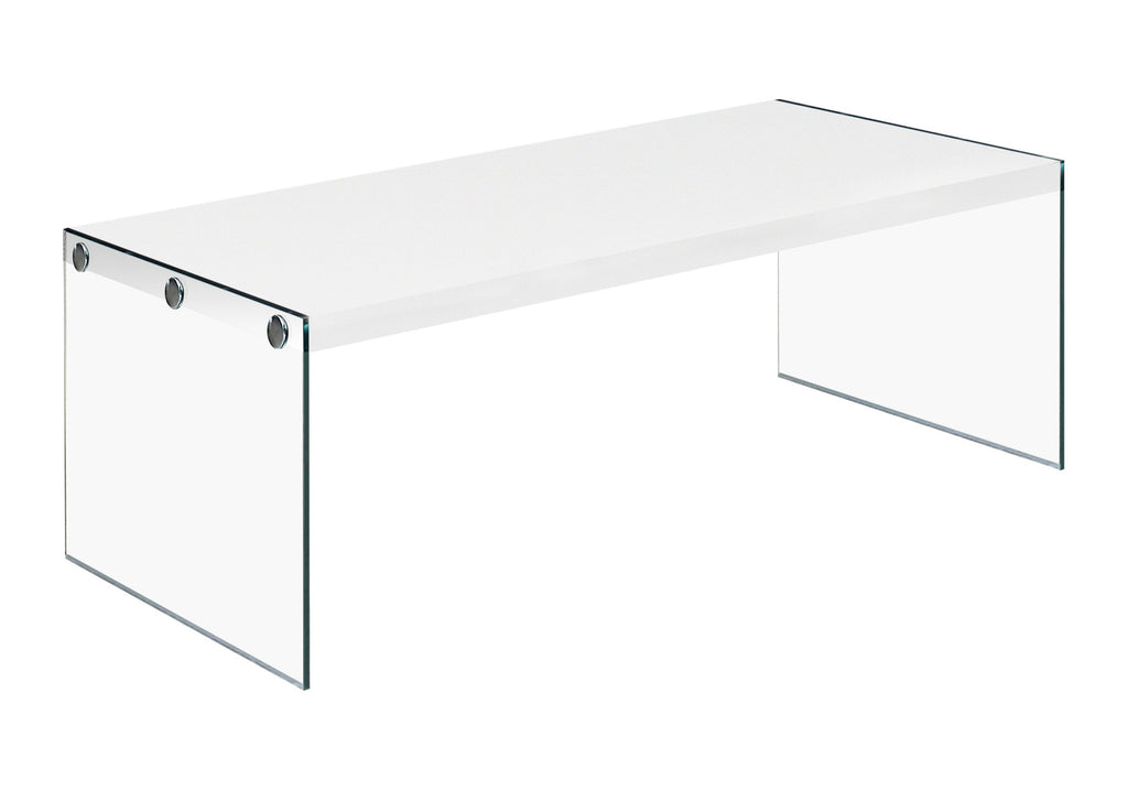 COFFEE TABLE - GLOSSY WHITE WITH TEMPERED GLASS