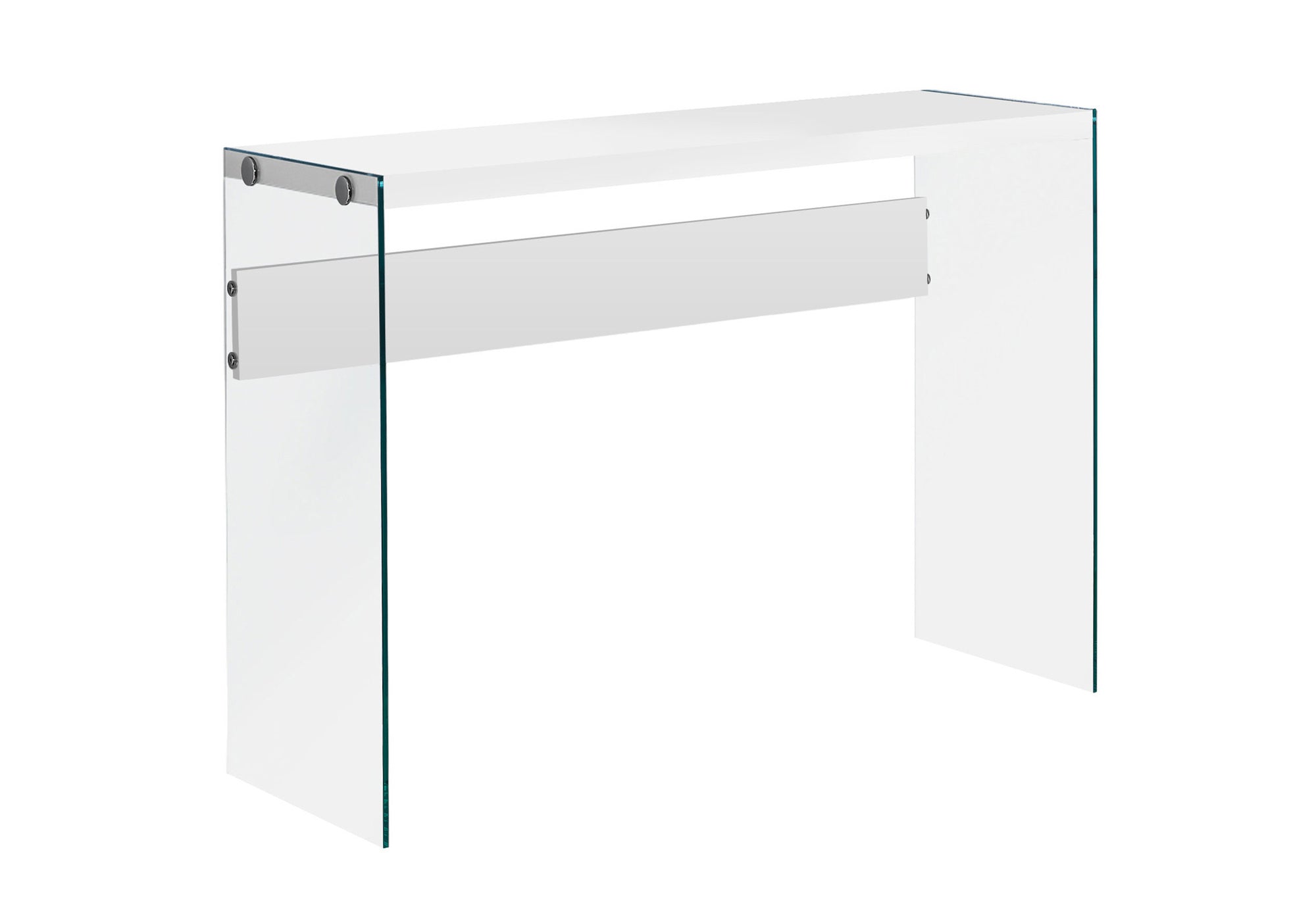 ACCENT TABLE - 44""L / GLOSSY WHITE / TEMPERED GLASS