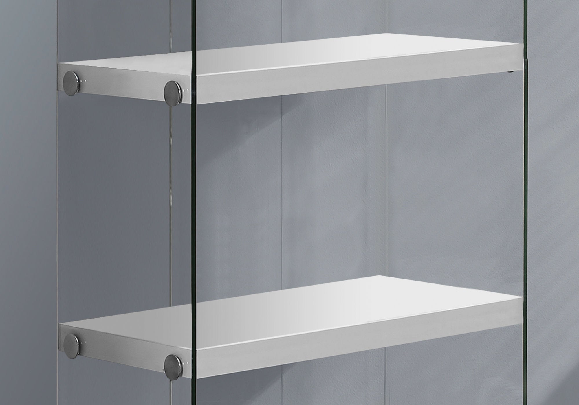 BOOKCASE - 60""H / GLOSSY WHITE WITH TEMPERED GLASS