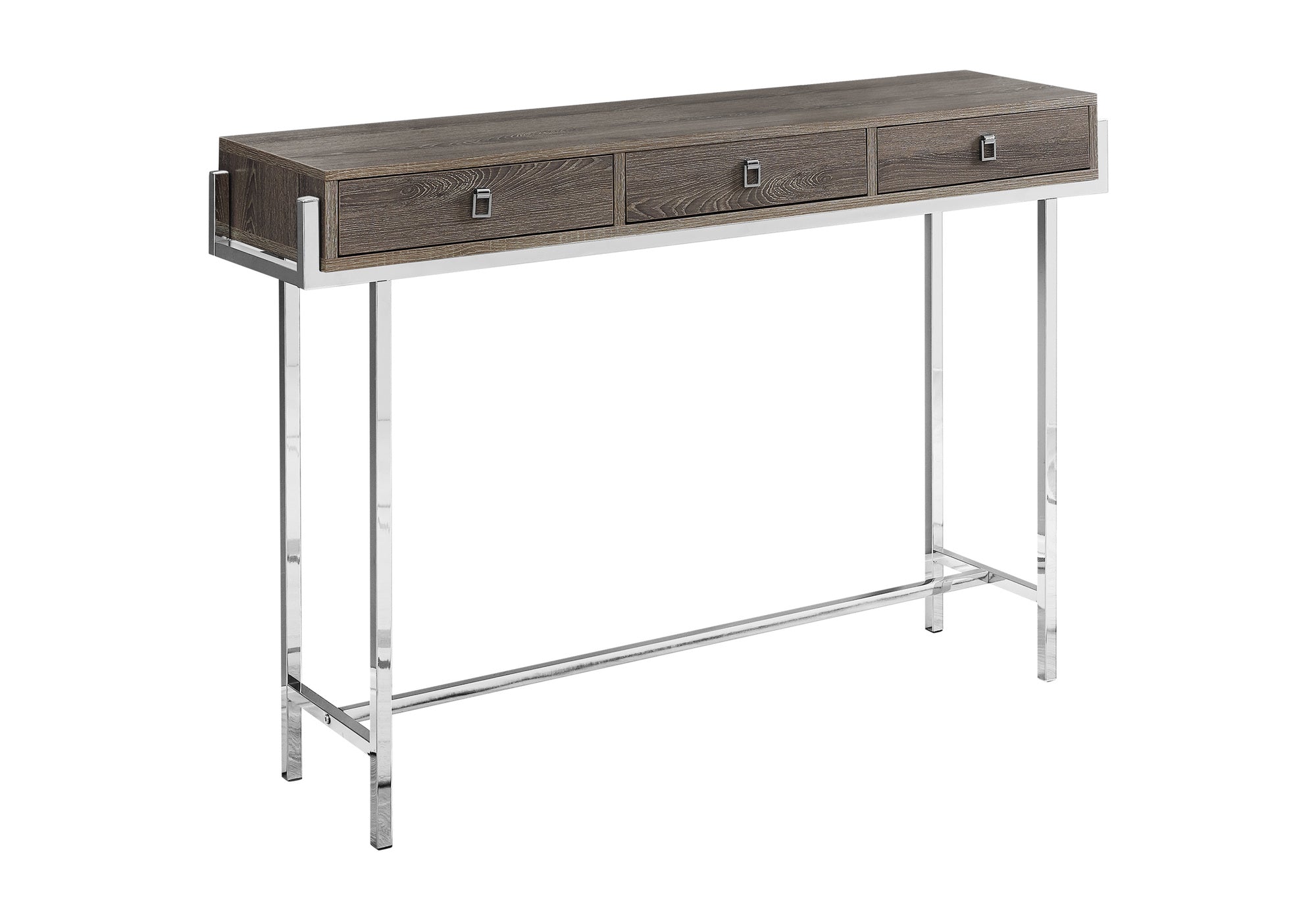 ACCENT TABLE - 48""L / DARK TAUPE / CHROME METAL