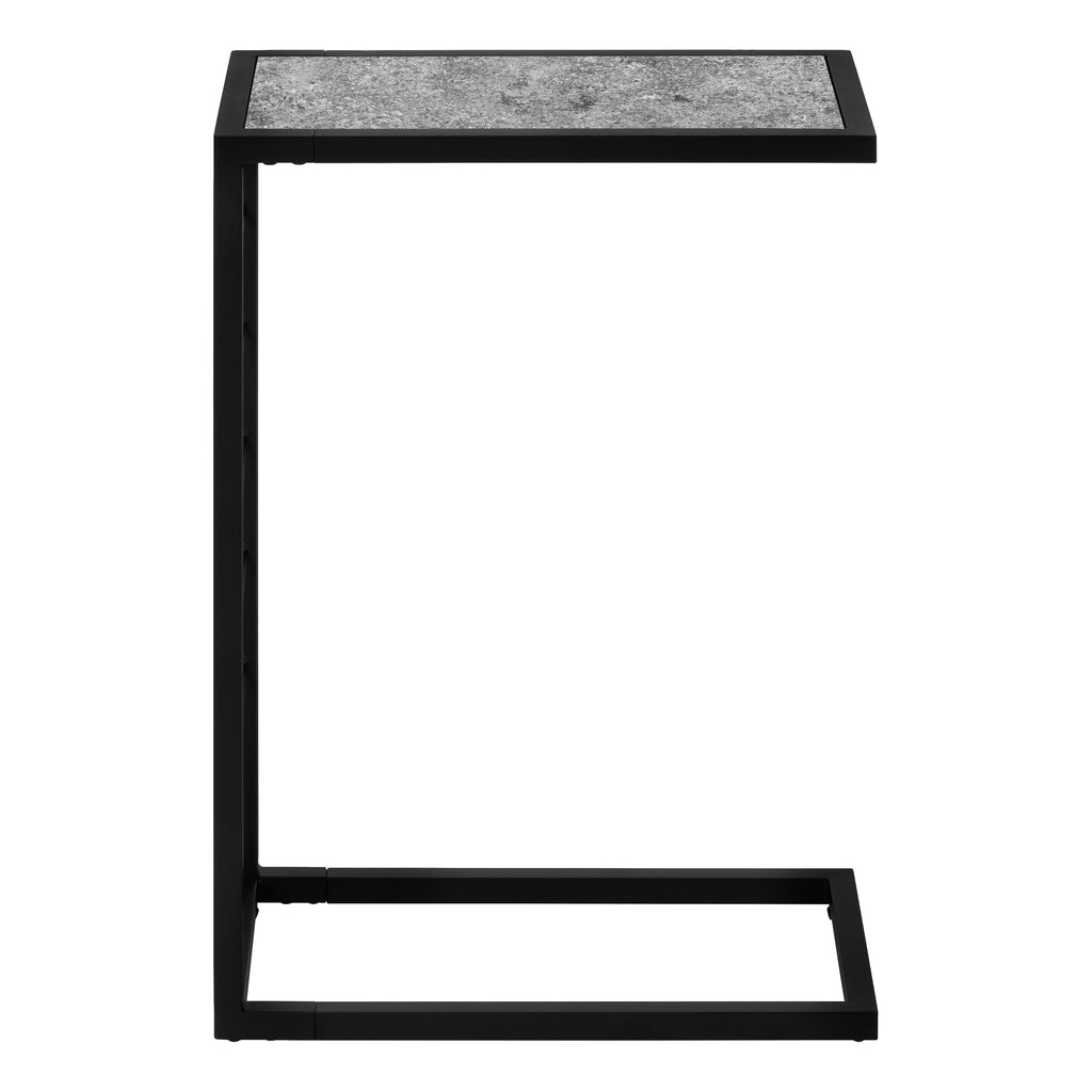 ACCENT TABLE - 25""H / GREY STONE-LOOK / BLACK METAL