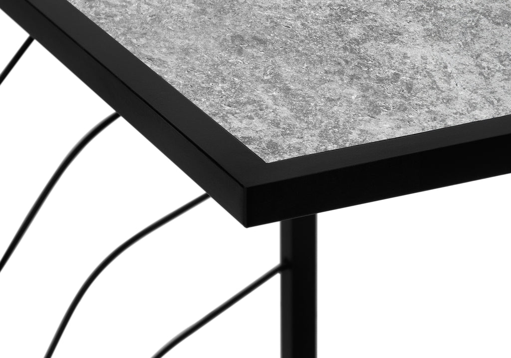 ACCENT TABLE - 25""H / GREY STONE-LOOK / BLACK METAL
