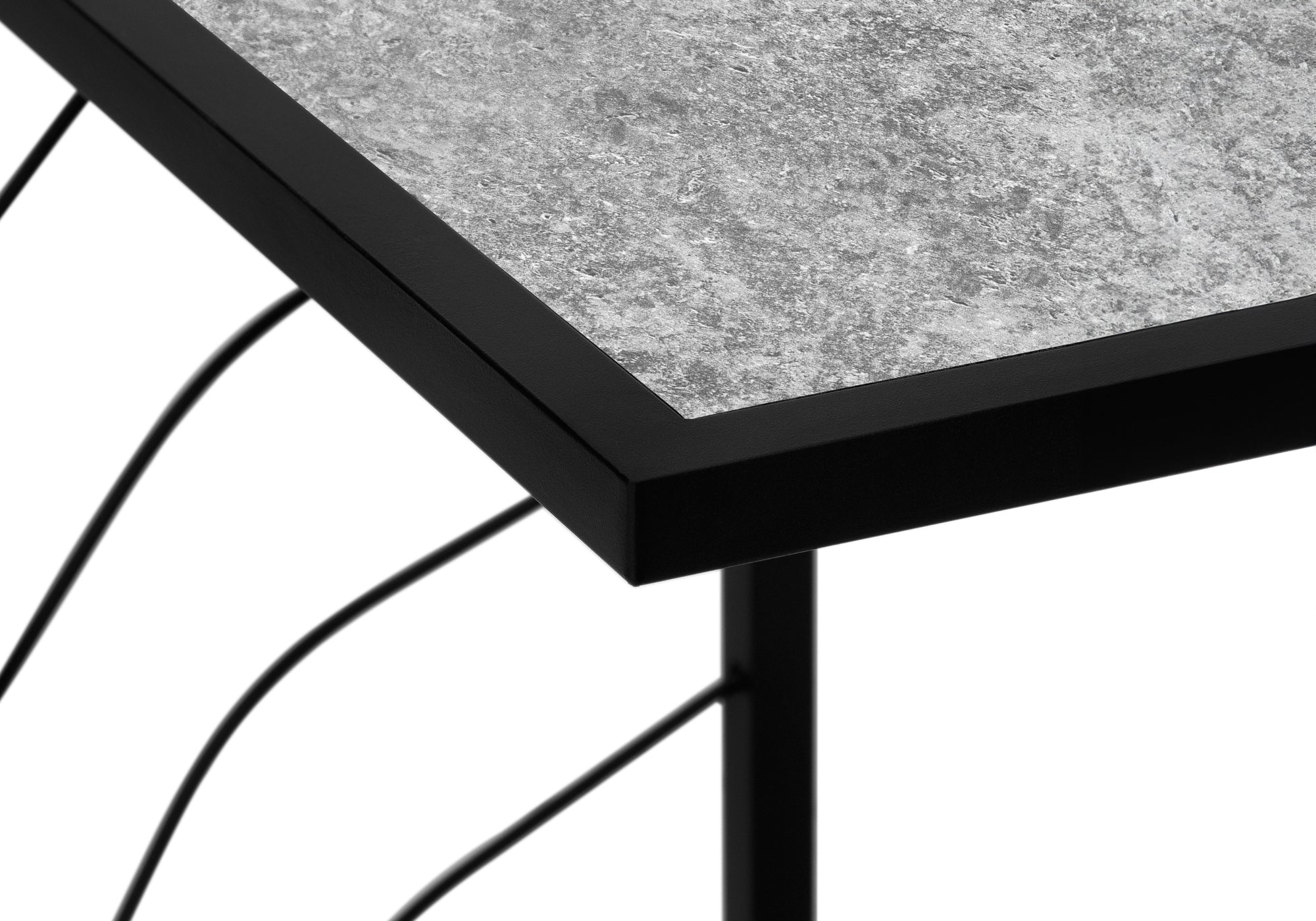 ACCENT TABLE - 25""H / GREY STONE-LOOK / BLACK METAL