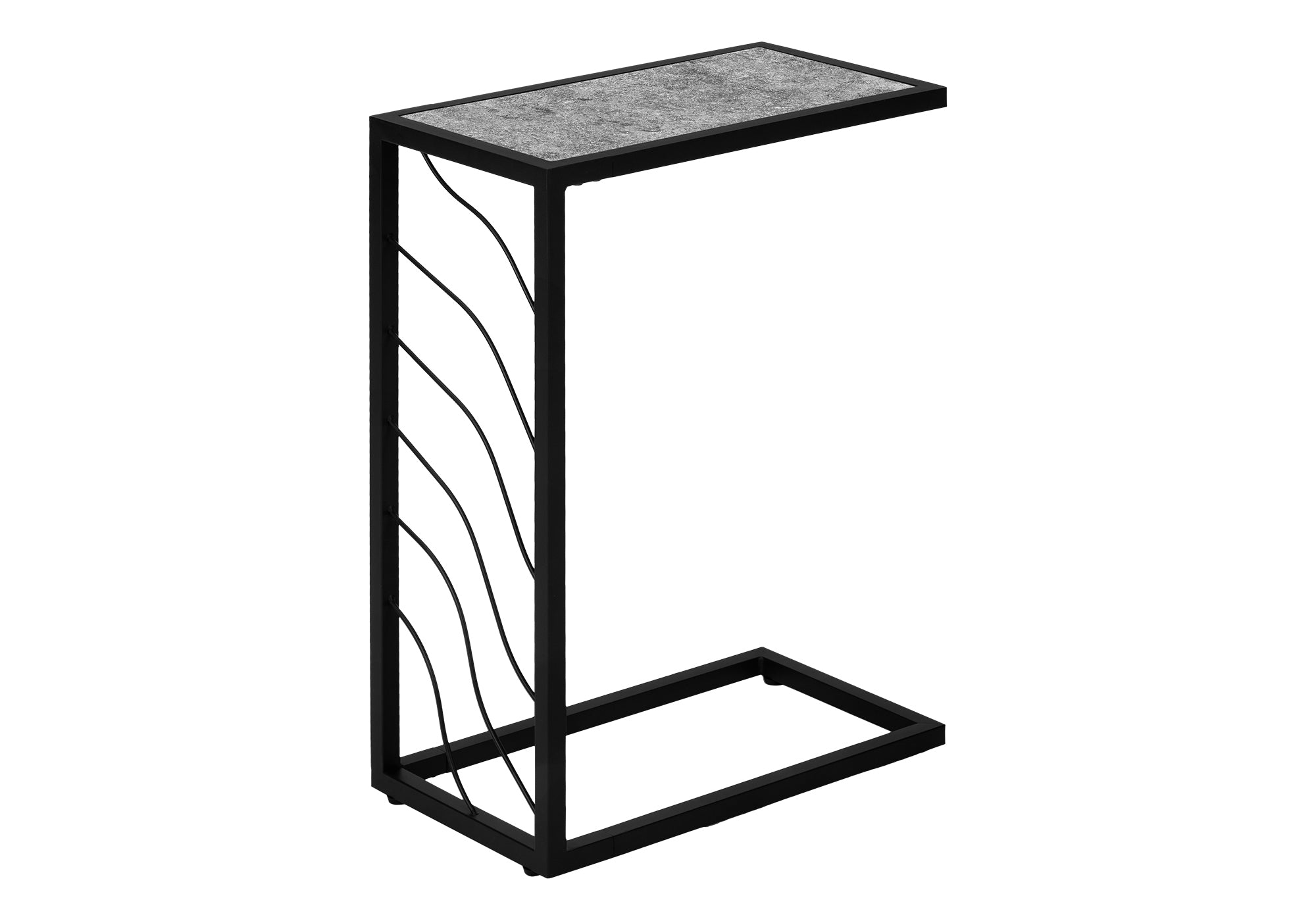 ACCENT TABLE - 25""H / GREY STONE-LOOK / BLACK METAL