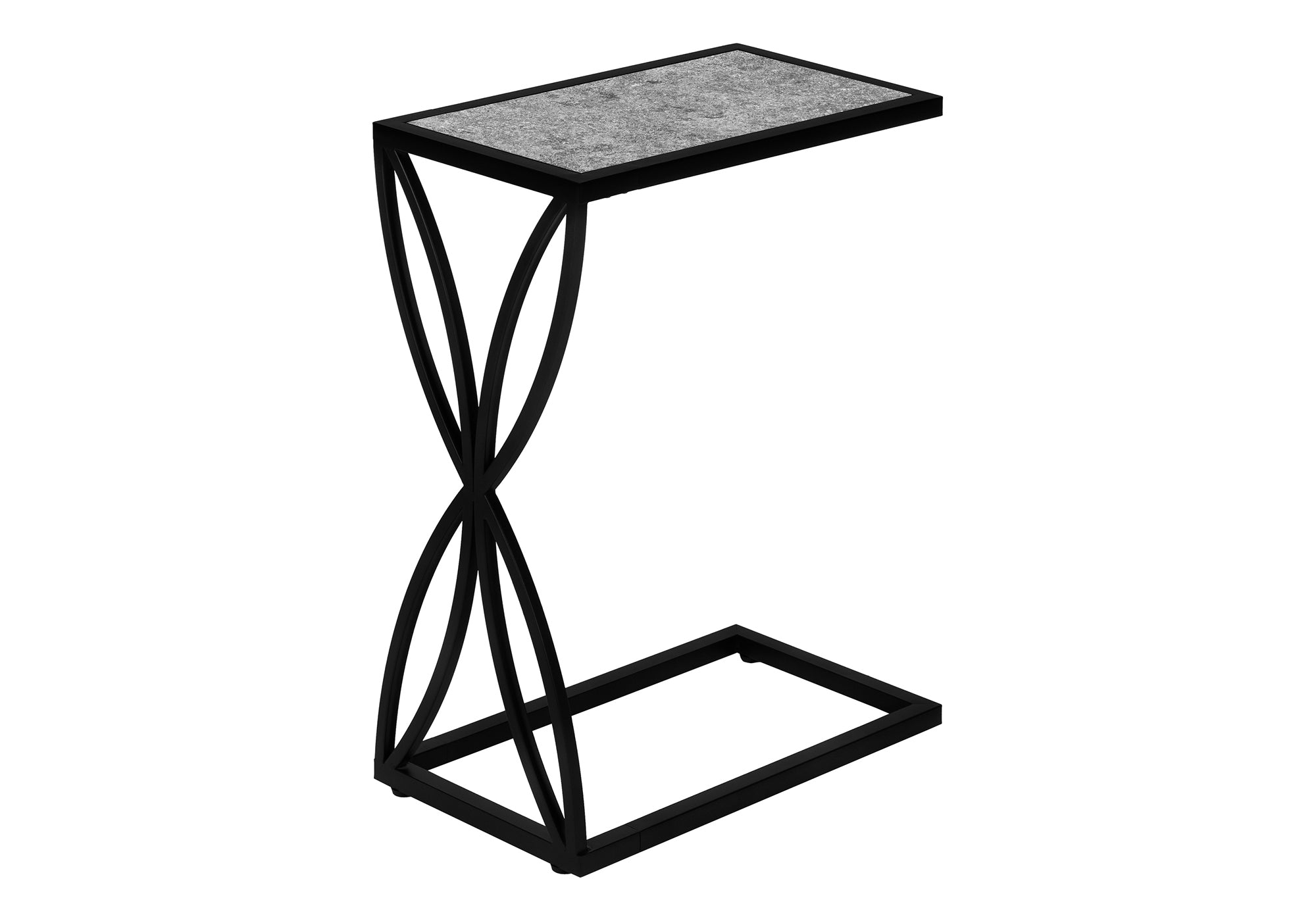 ACCENT TABLE - 25""H / GREY STONE-LOOK / BLACK METAL