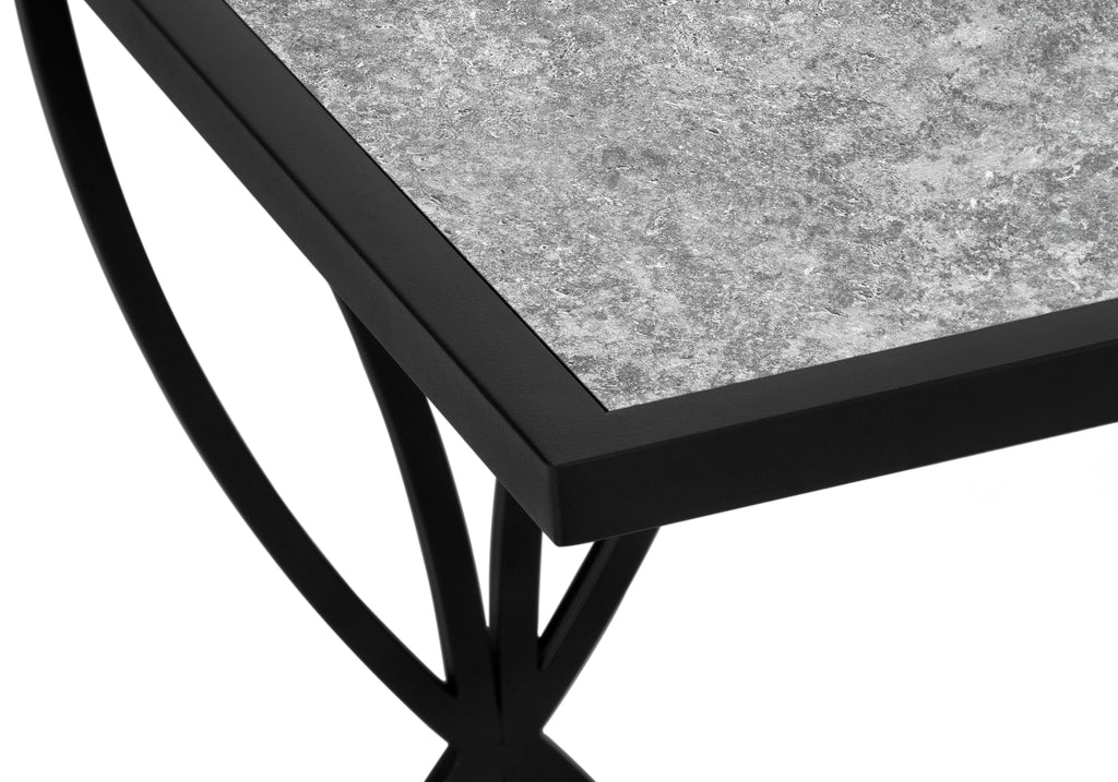 ACCENT TABLE - 25""H / GREY STONE-LOOK / BLACK METAL