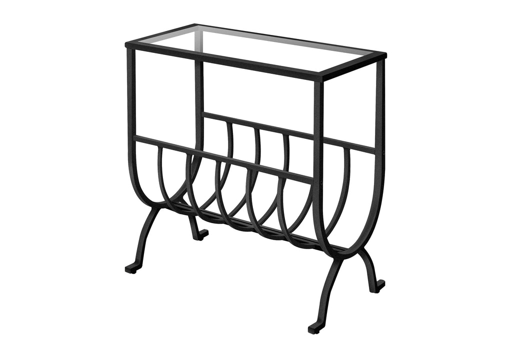 ACCENT TABLE - BLACK METAL WITH TEMPERED GLASS