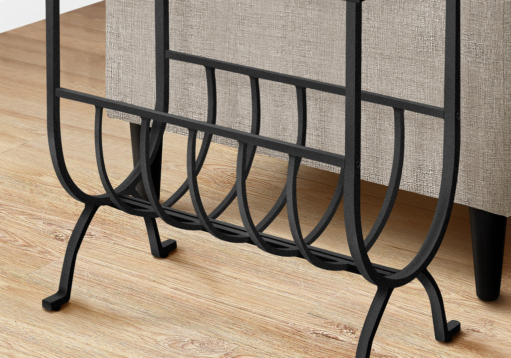 ACCENT TABLE - BLACK METAL WITH TEMPERED GLASS