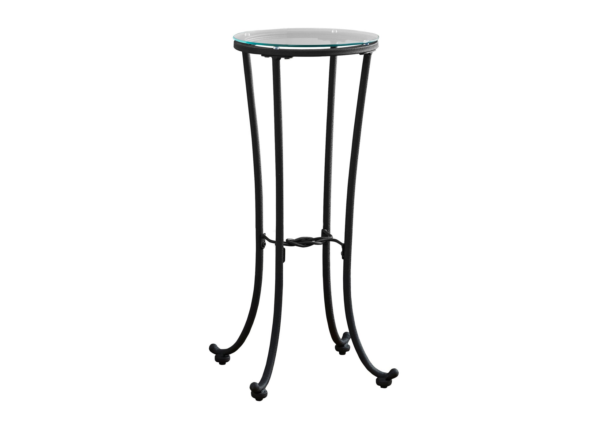 ACCENT TABLE - HAMMERED BLACK METAL WITH TEMPERED GLASS