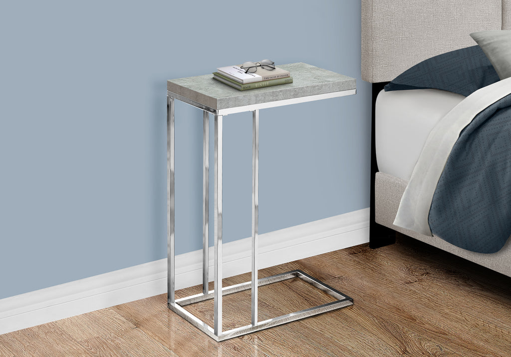 ACCENT TABLE - GREY CEMENT WITH CHROME METAL