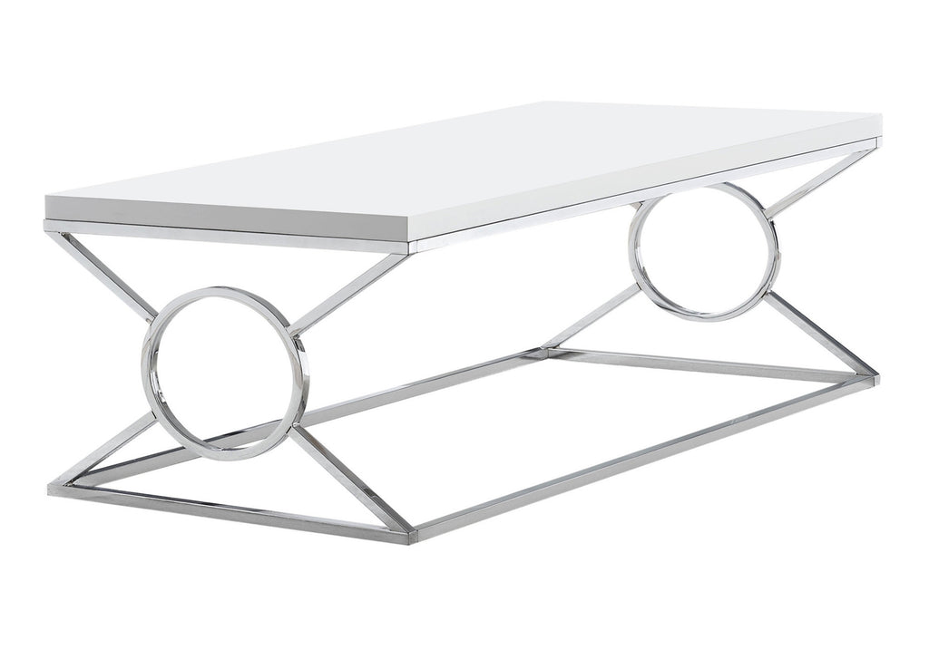 COFFEE TABLE - GLOSSY WHITE WITH CHROME METAL