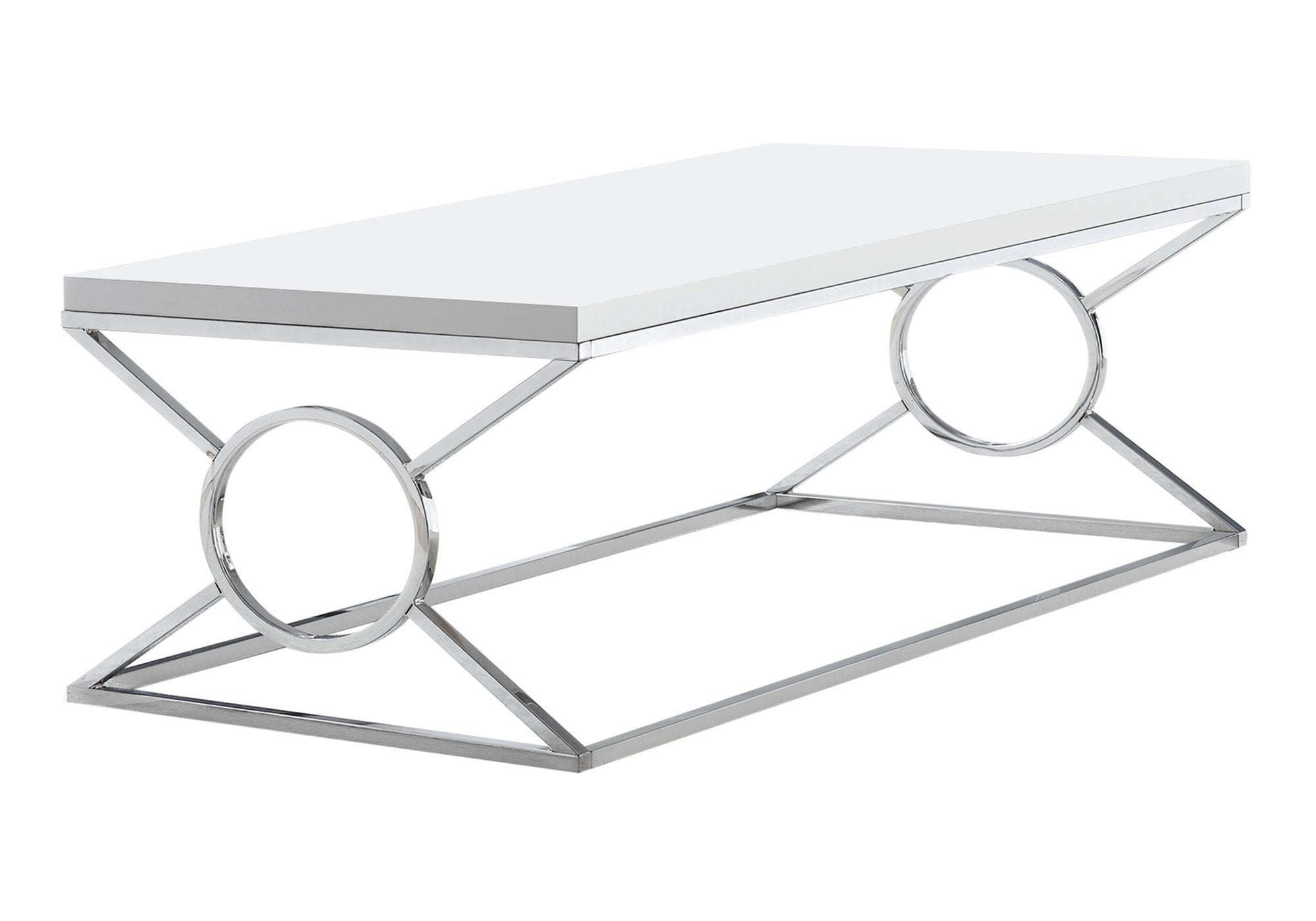 COFFEE TABLE - GLOSSY WHITE WITH CHROME METAL