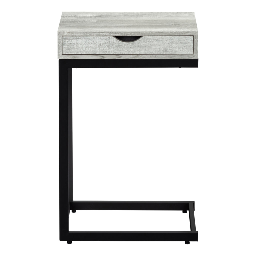 ACCENT TABLE - GREY RECLAIMED WOOD-LOOK / BLACK / DRAWER