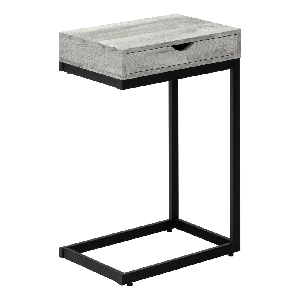 ACCENT TABLE - GREY RECLAIMED WOOD-LOOK / BLACK / DRAWER