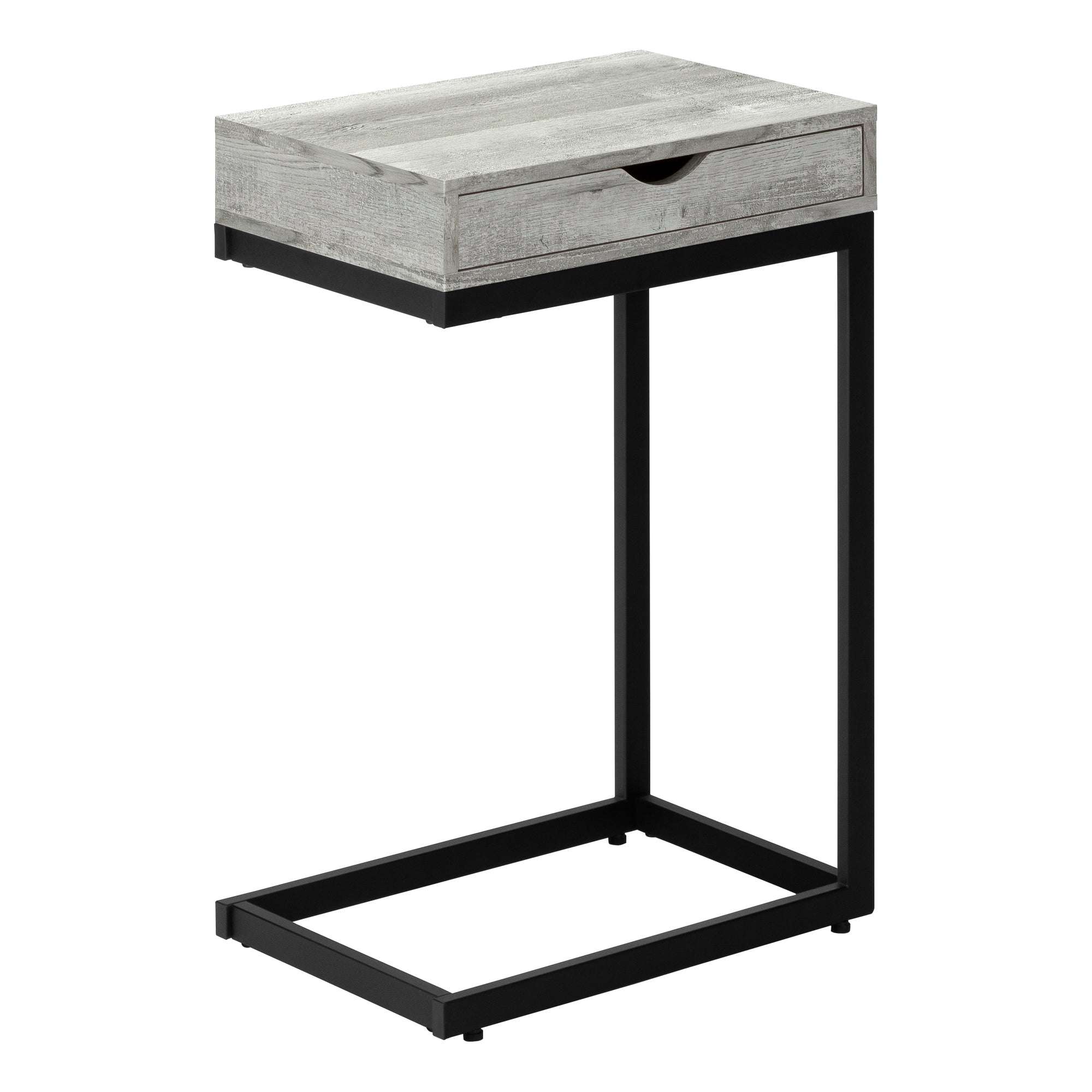 ACCENT TABLE - GREY RECLAIMED WOOD-LOOK / BLACK / DRAWER
