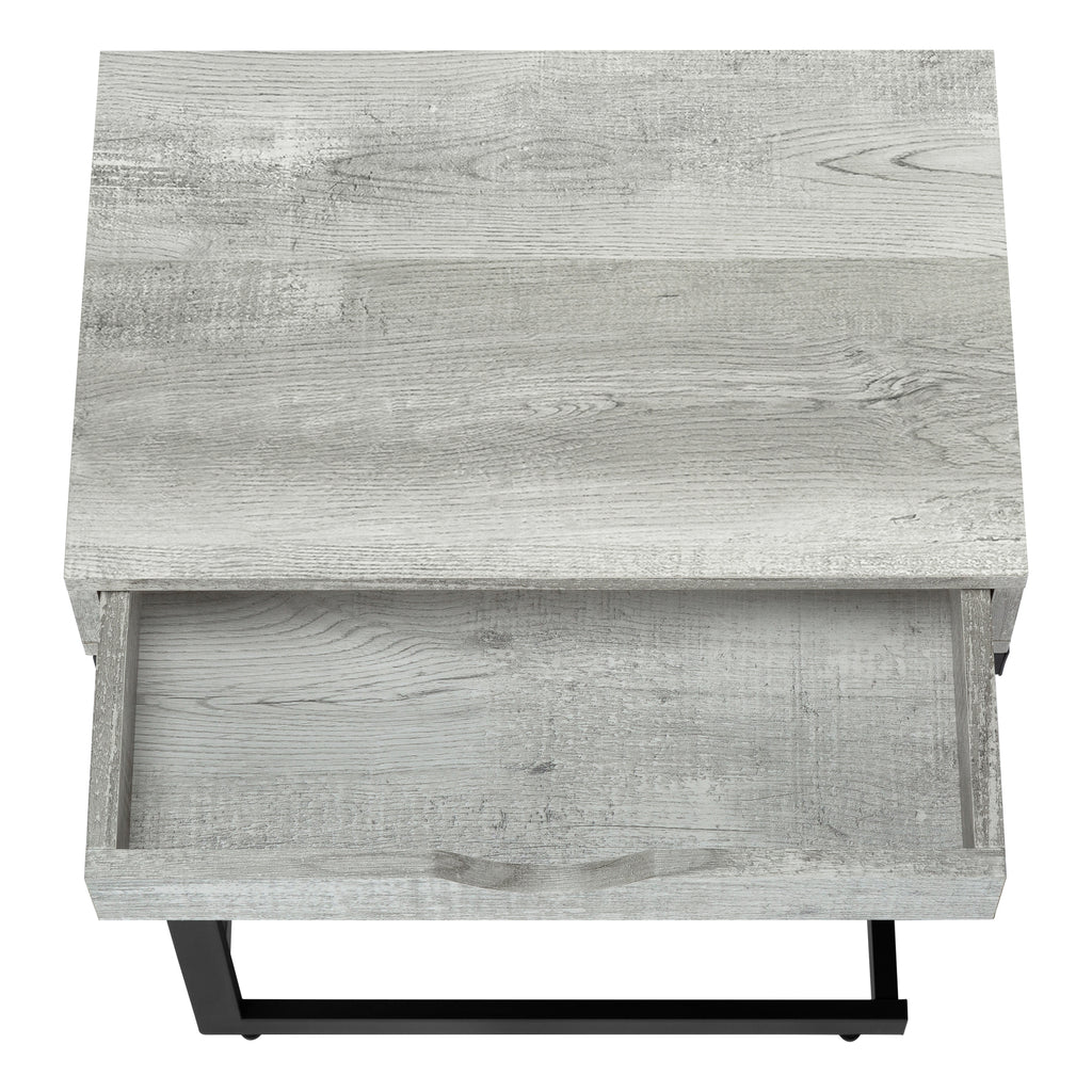 ACCENT TABLE - GREY RECLAIMED WOOD-LOOK / BLACK / DRAWER