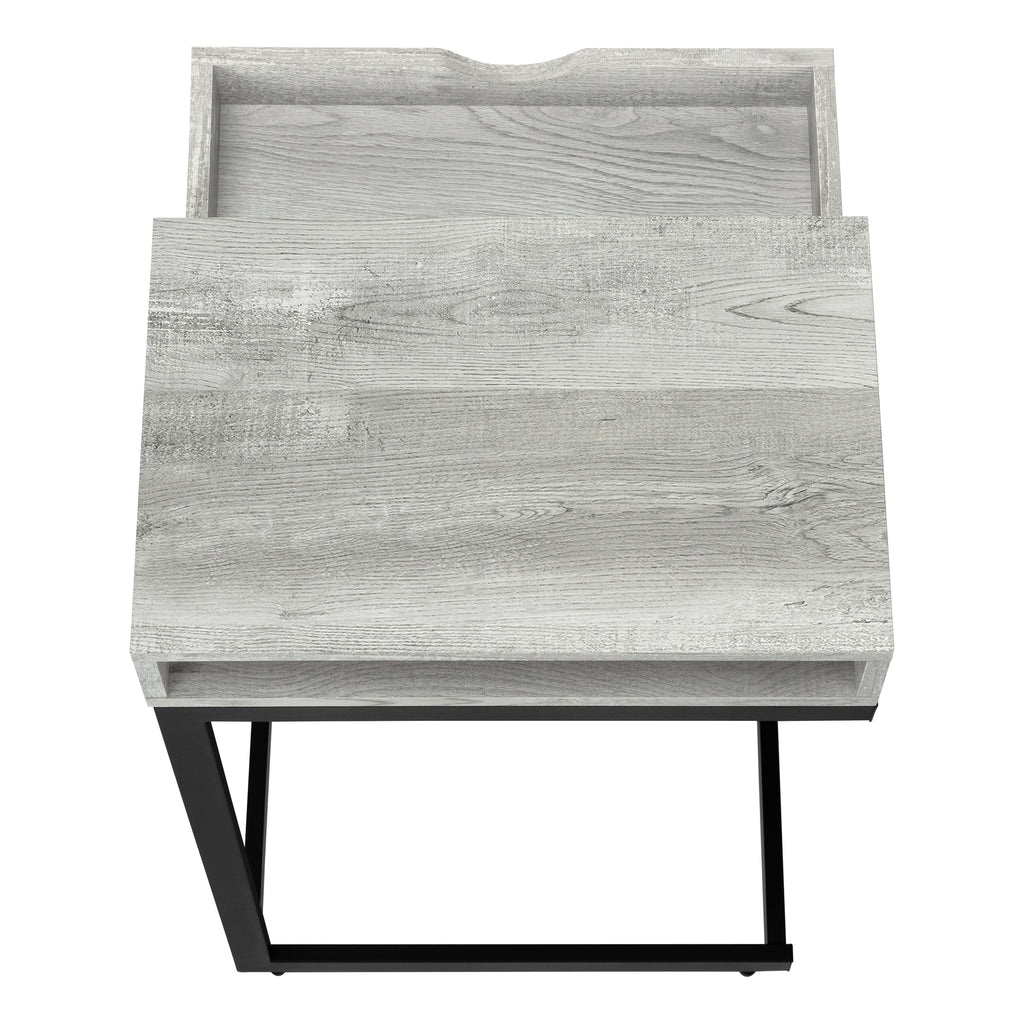 ACCENT TABLE - GREY RECLAIMED WOOD-LOOK / BLACK / DRAWER