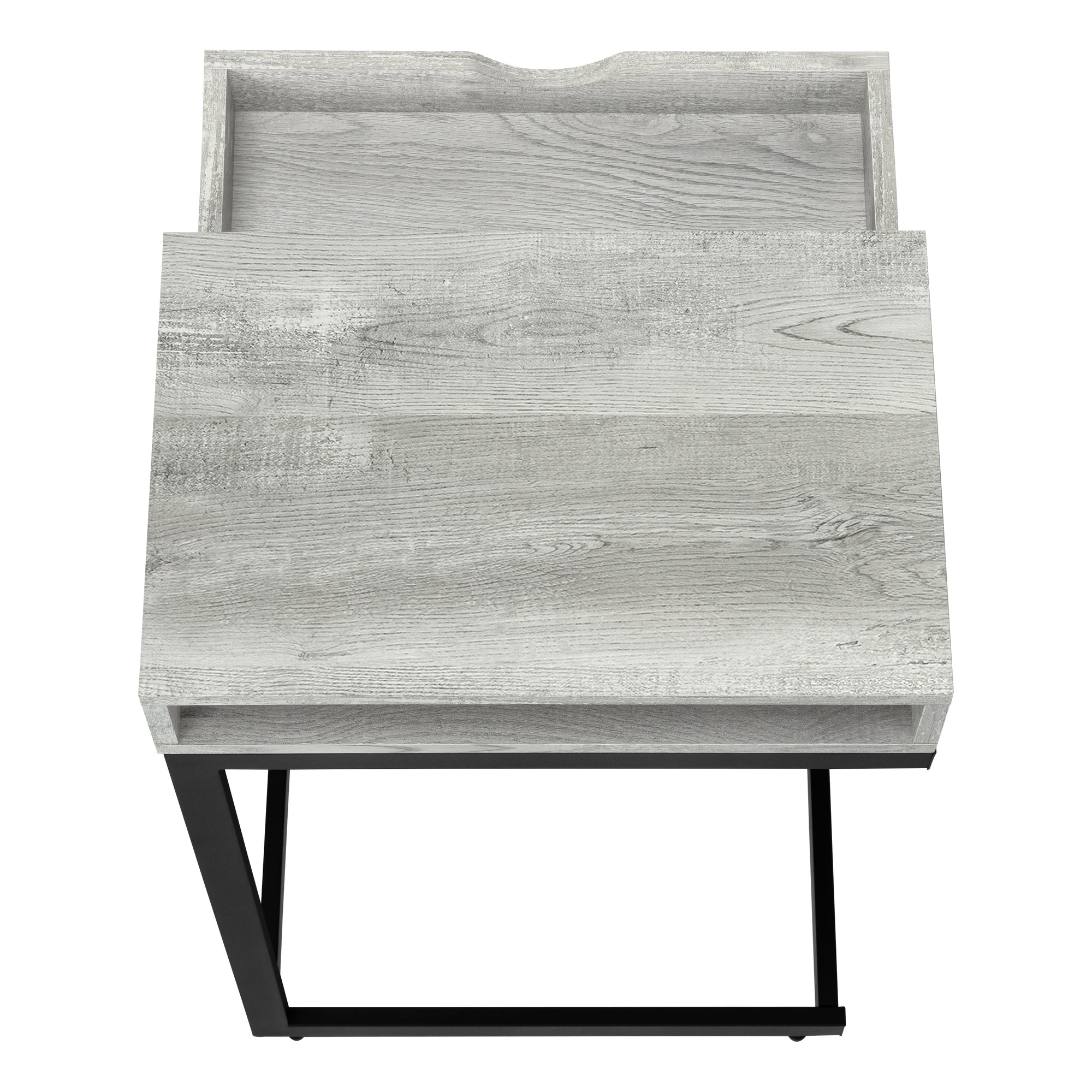 ACCENT TABLE - GREY RECLAIMED WOOD-LOOK / BLACK / DRAWER