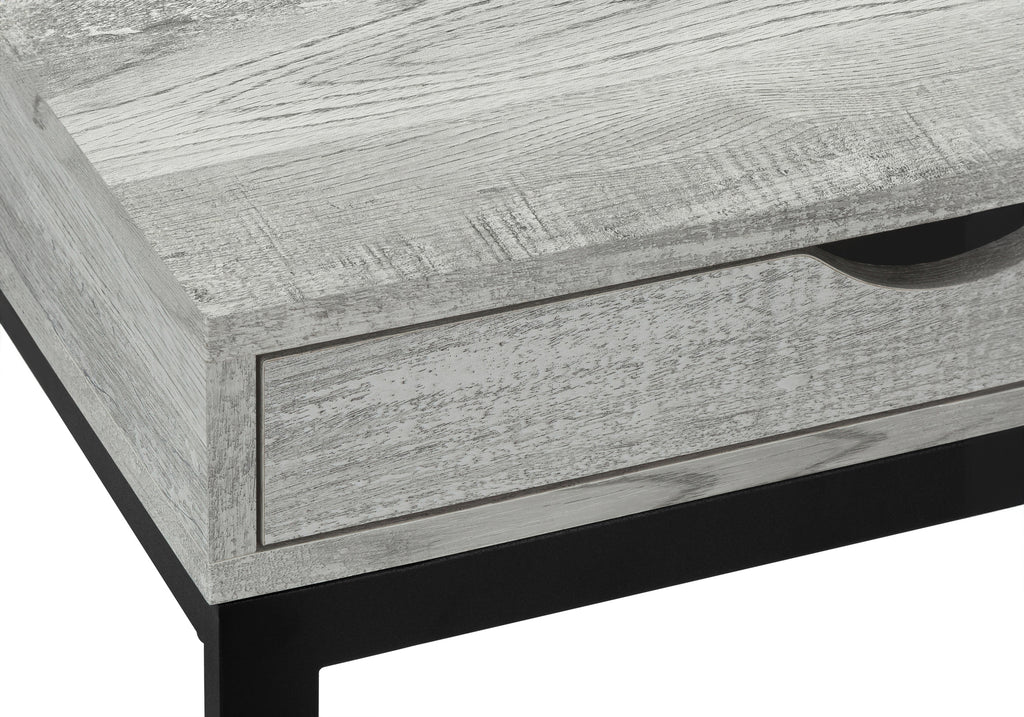 ACCENT TABLE - GREY RECLAIMED WOOD-LOOK / BLACK / DRAWER