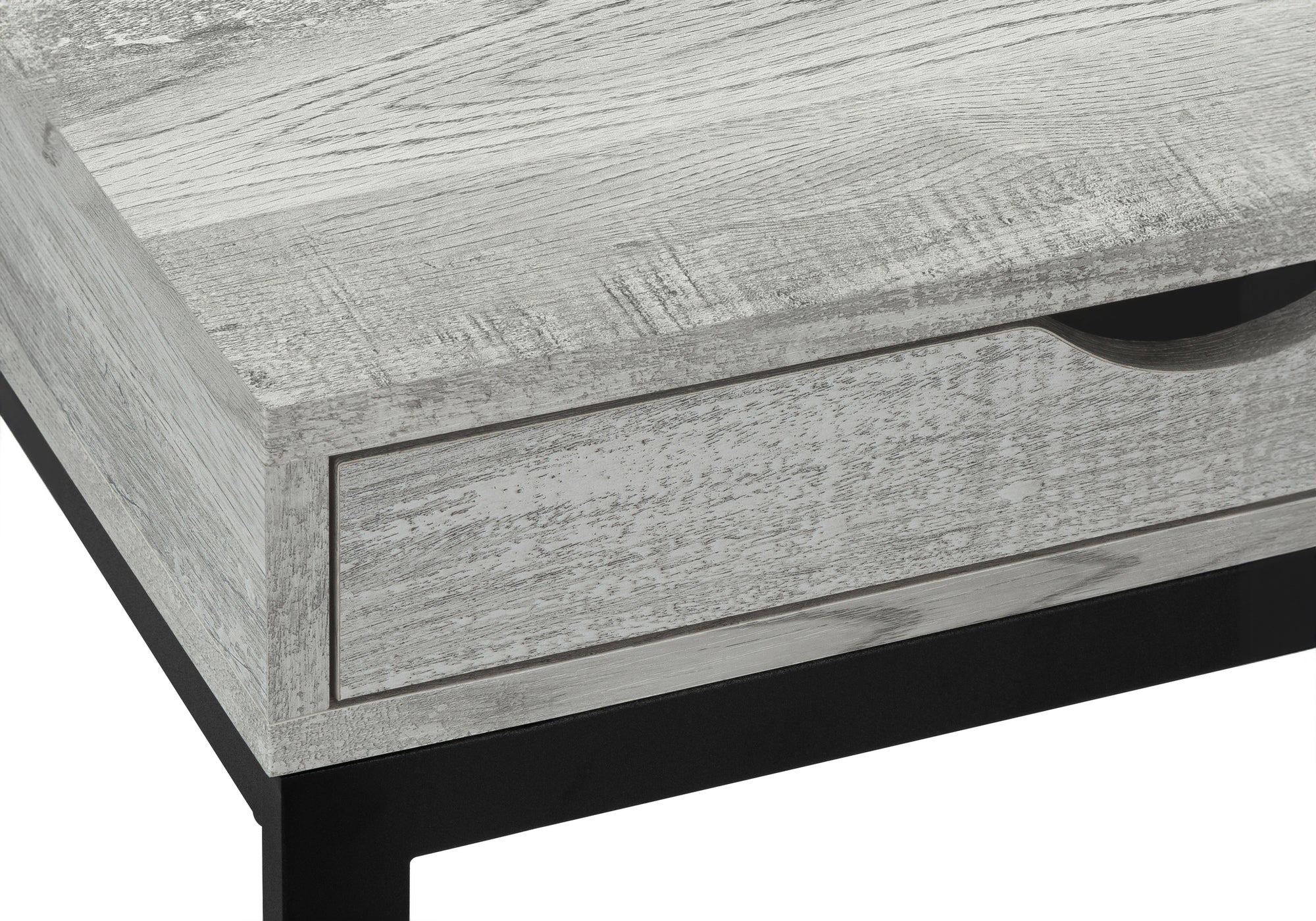 ACCENT TABLE - GREY RECLAIMED WOOD-LOOK / BLACK / DRAWER