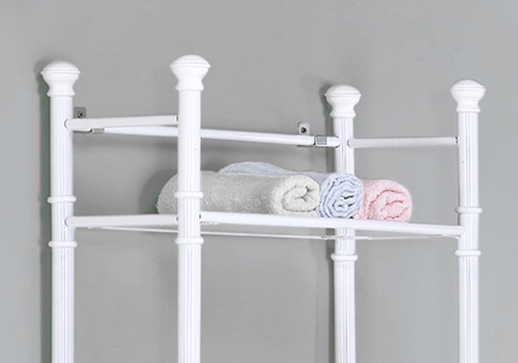 BATHROOM ACCENT - 26""H / WHITE METAL WITH TEMPERED GLASS