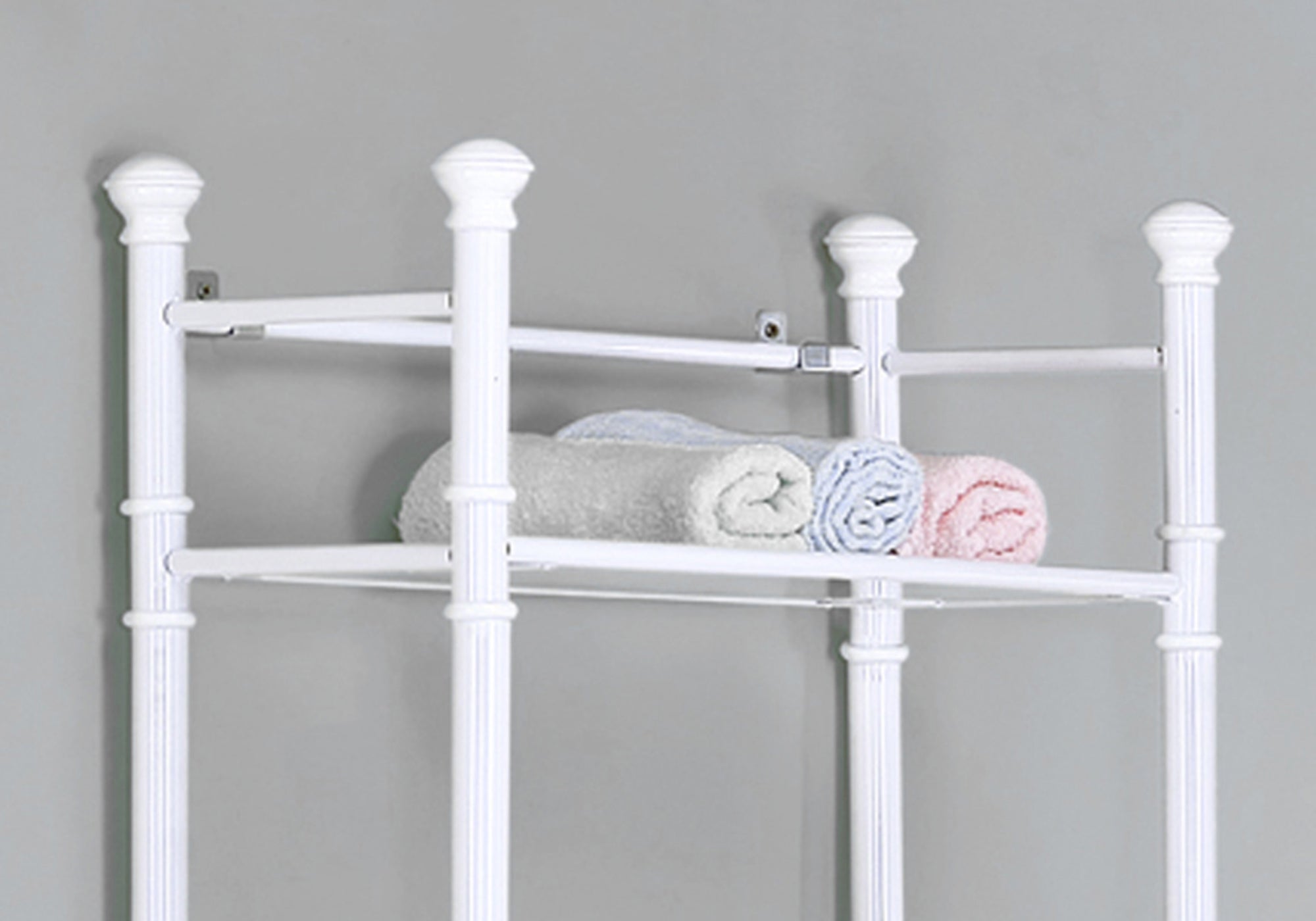 BATHROOM ACCENT - 26""H / WHITE METAL WITH TEMPERED GLASS