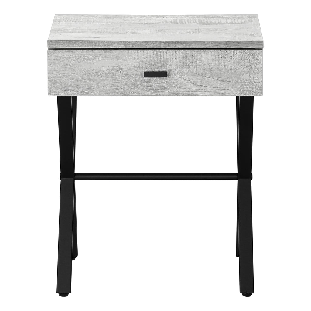 ACCENT TABLE - 24""H / GREY RECLAIMED WOOD / BLACK METAL