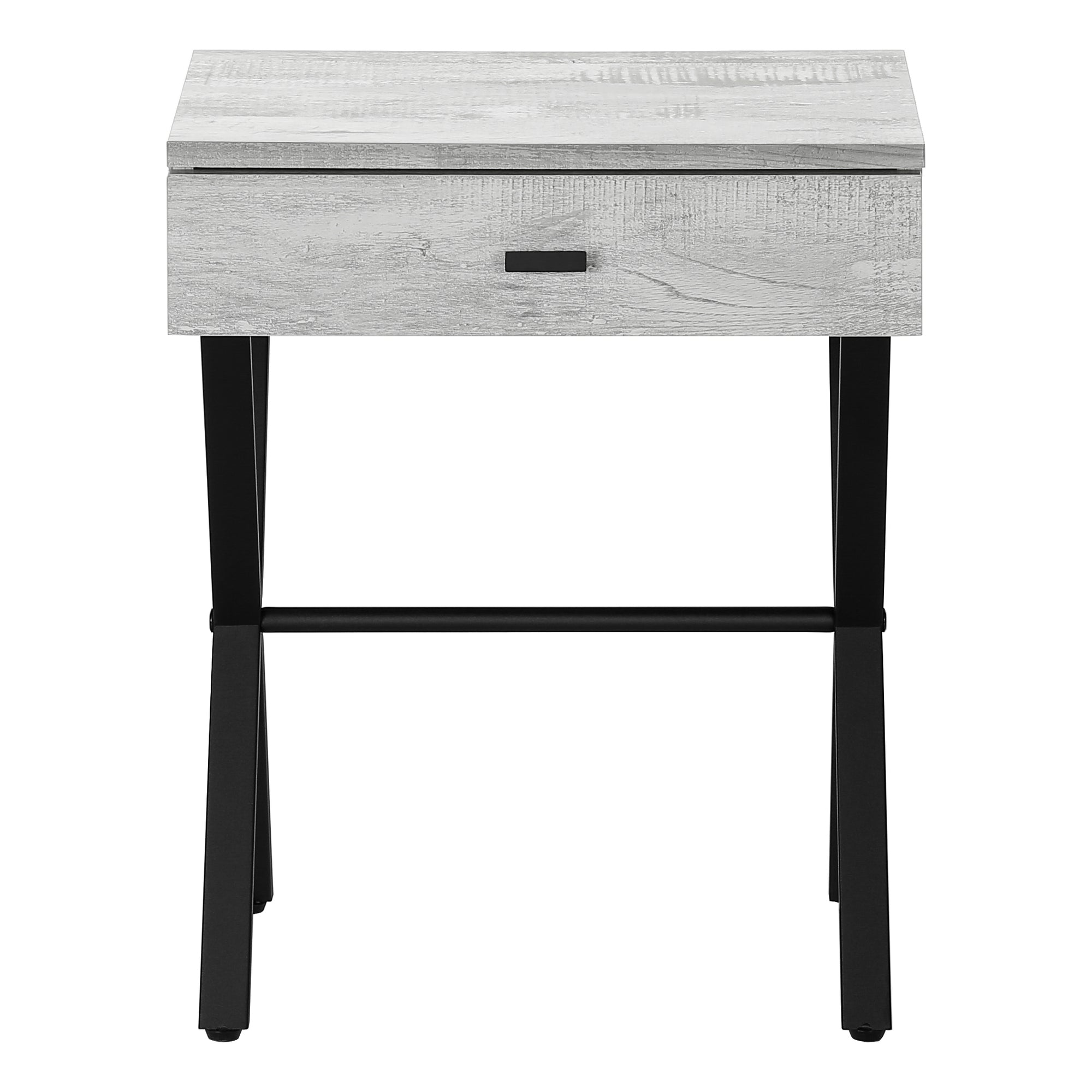 ACCENT TABLE - 24""H / GREY RECLAIMED WOOD / BLACK METAL