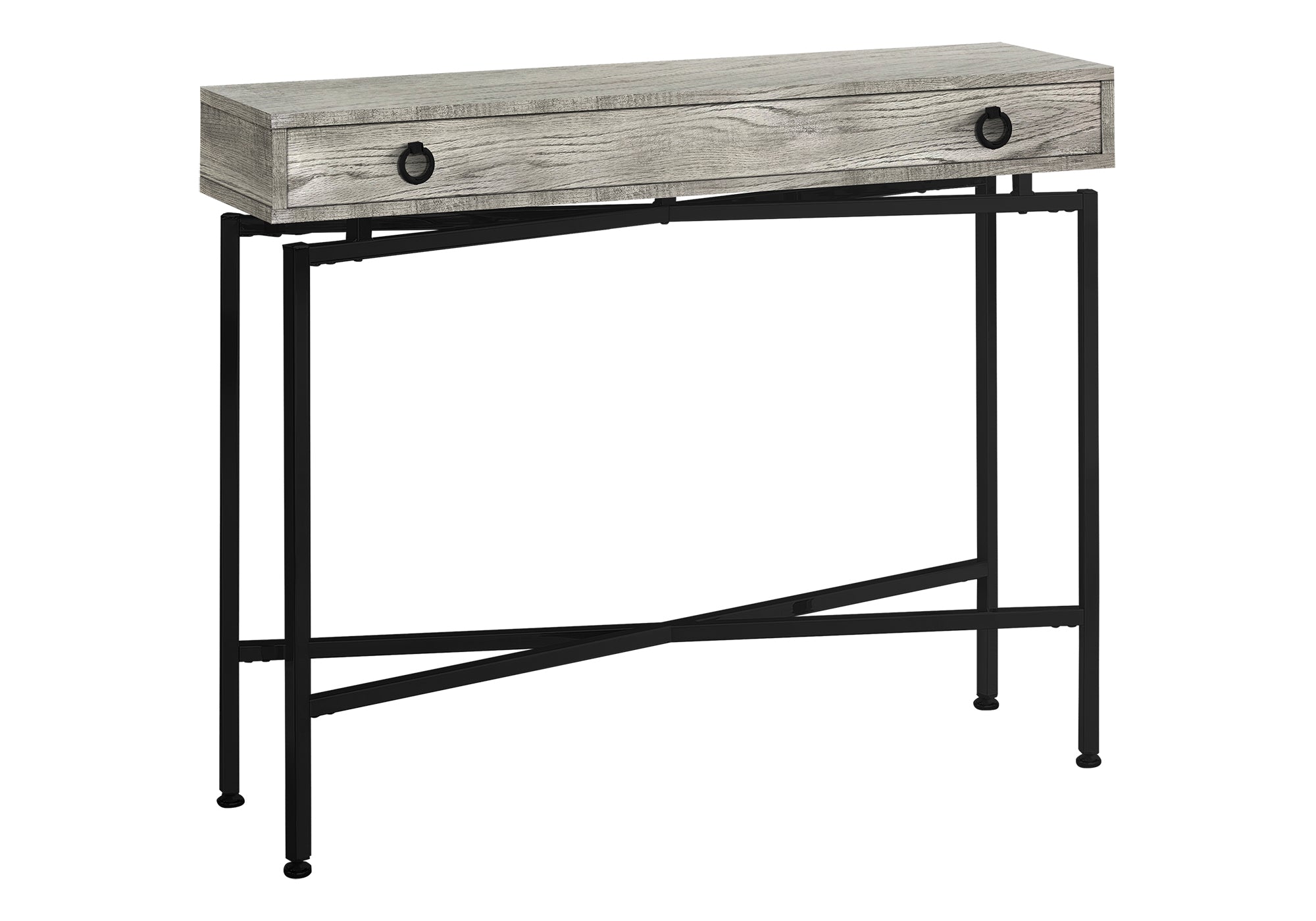 ACCENT TABLE - 42""L / GREY RECLAIMED WOOD / BLACK CONSOLE