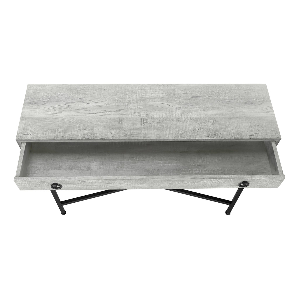 ACCENT TABLE - 42""L / GREY RECLAIMED WOOD / BLACK CONSOLE