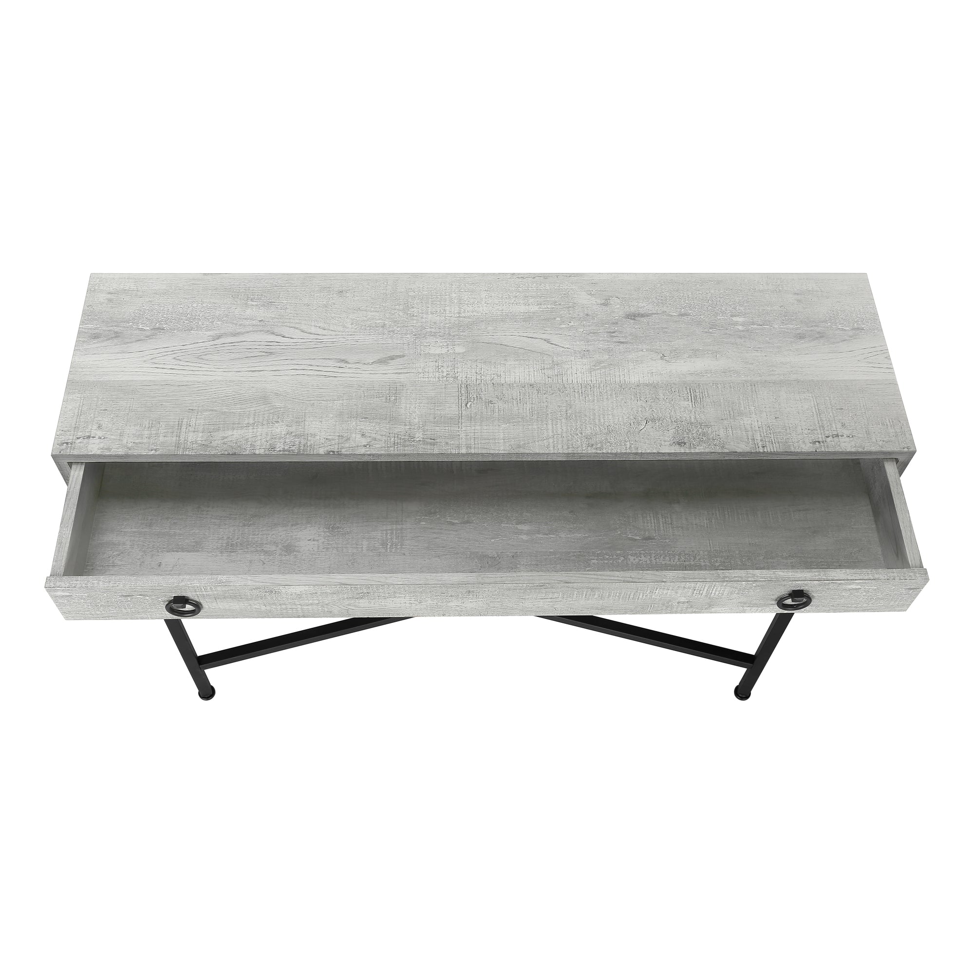 ACCENT TABLE - 42""L / GREY RECLAIMED WOOD / BLACK CONSOLE
