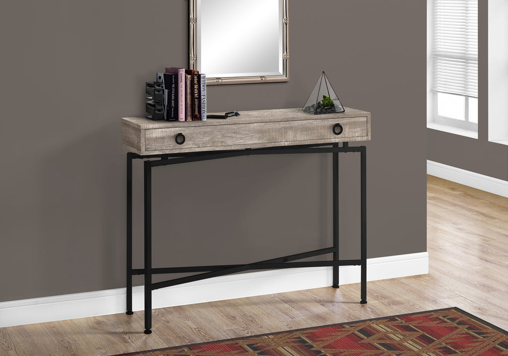 ACCENT TABLE - 42""L / TAUPE RECLAIMED WOOD/ BLACK CONSOLE