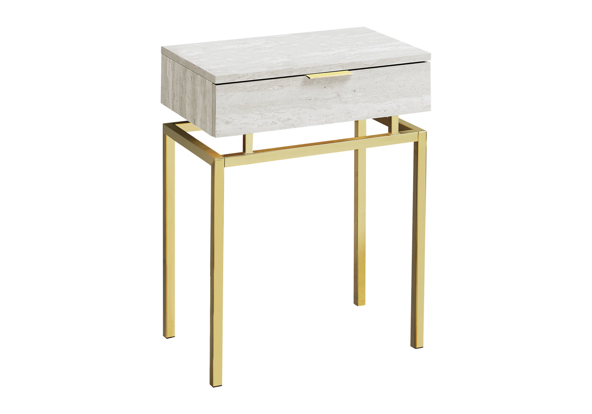 ACCENT TABLE - 24""H / BEIGE MARBLE / GOLD METAL