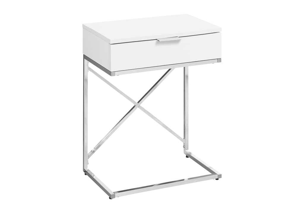 ACCENT TABLE - 24""H / GLOSSY WHITE / CHROME METAL
