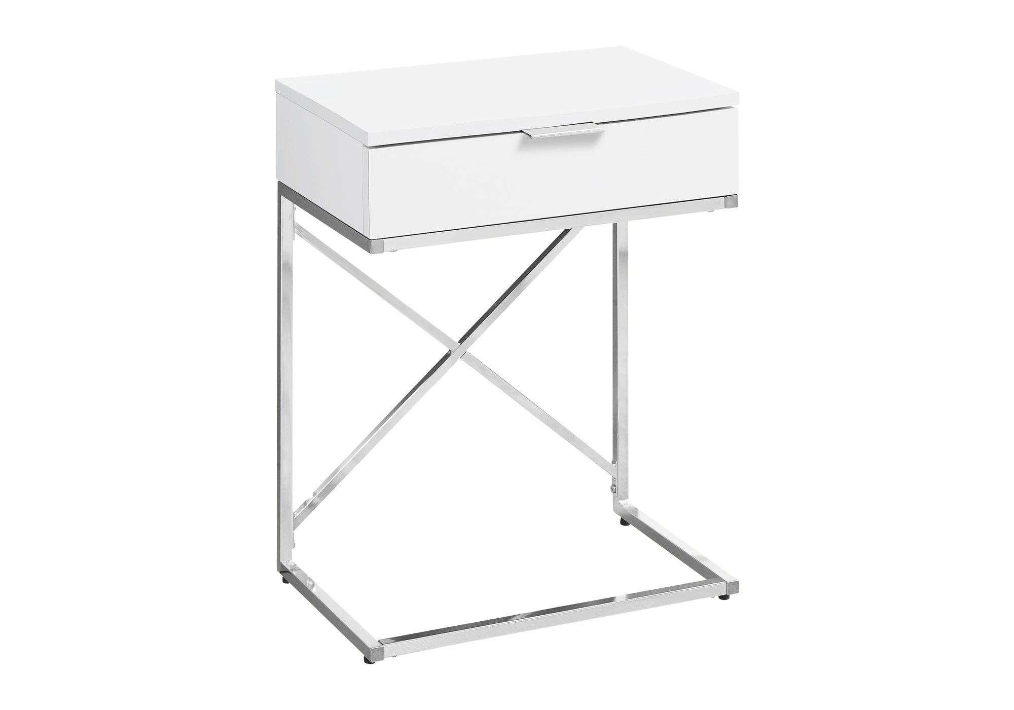 ACCENT TABLE - 24""H / GLOSSY WHITE / CHROME METAL