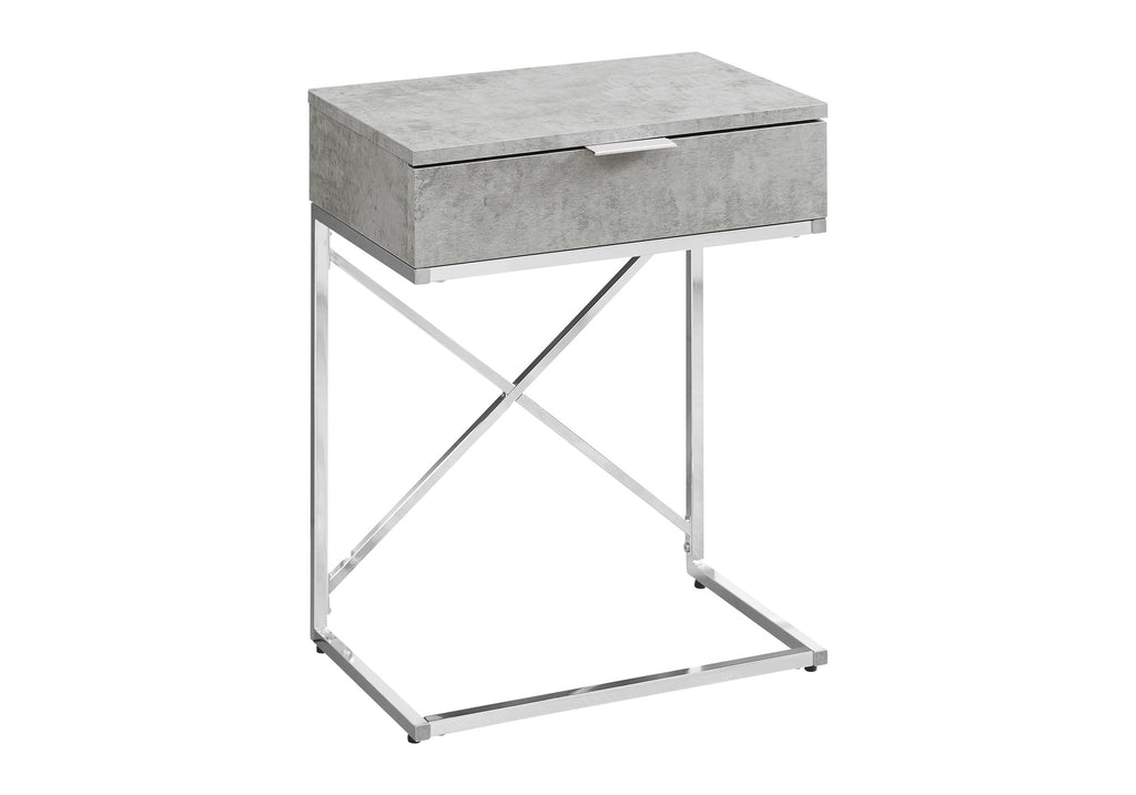 ACCENT TABLE - 24""H / GREY CEMENT / CHROME METAL