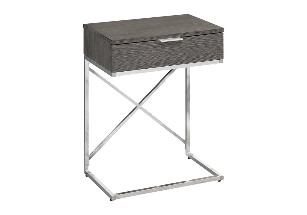 ACCENT TABLE - 24""H / GREY / CHROME METAL